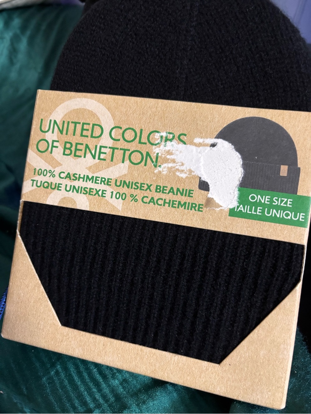 United colors of Benetton New black Cashmere beanie stocking cap